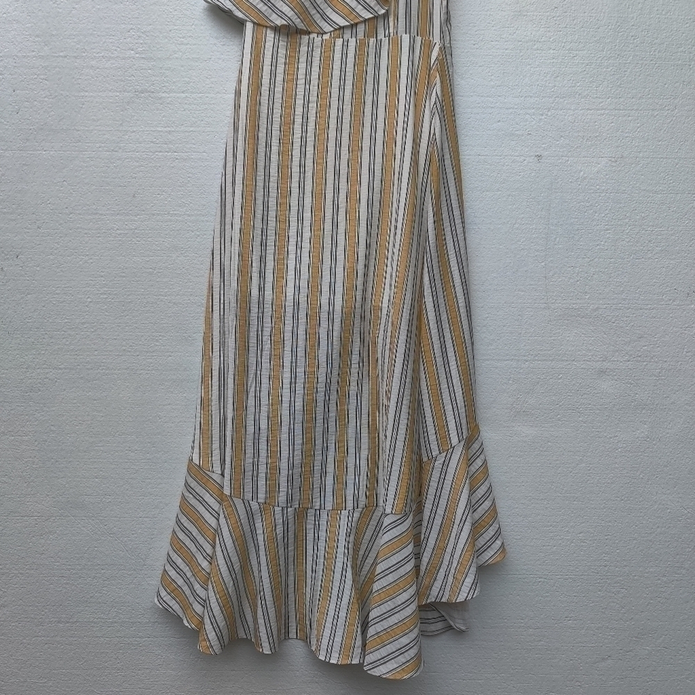 Lulus Midi Dress High Tide One Shoulder Yellow White Striped Women's Size Small - Picture 5 of 9